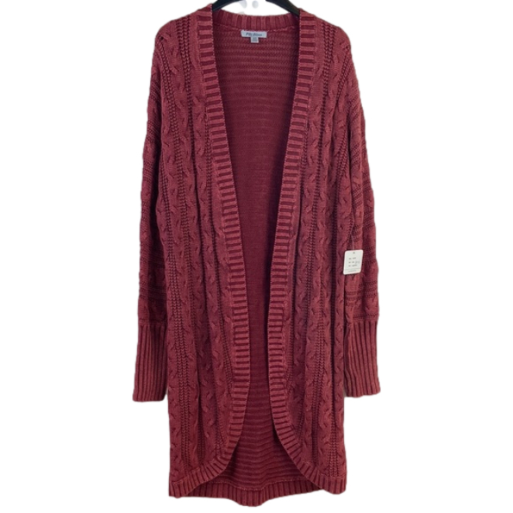 NEW PBJ Blues Acid Washed Loganberry Long Open Front Cardigan Size Small